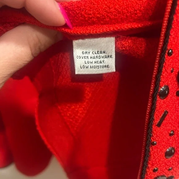 St. John Collection Red Santana Knit Embellished Jacket Size 4